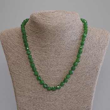 Chrysoprase Faceted Cube Necklace, diameter 7mm+-, length 50cm+- with clasp