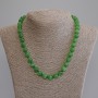 Green Cat's Eye Smooth Bead Necklace, diameter 9.5mm+-, length 50cm+- with clasp