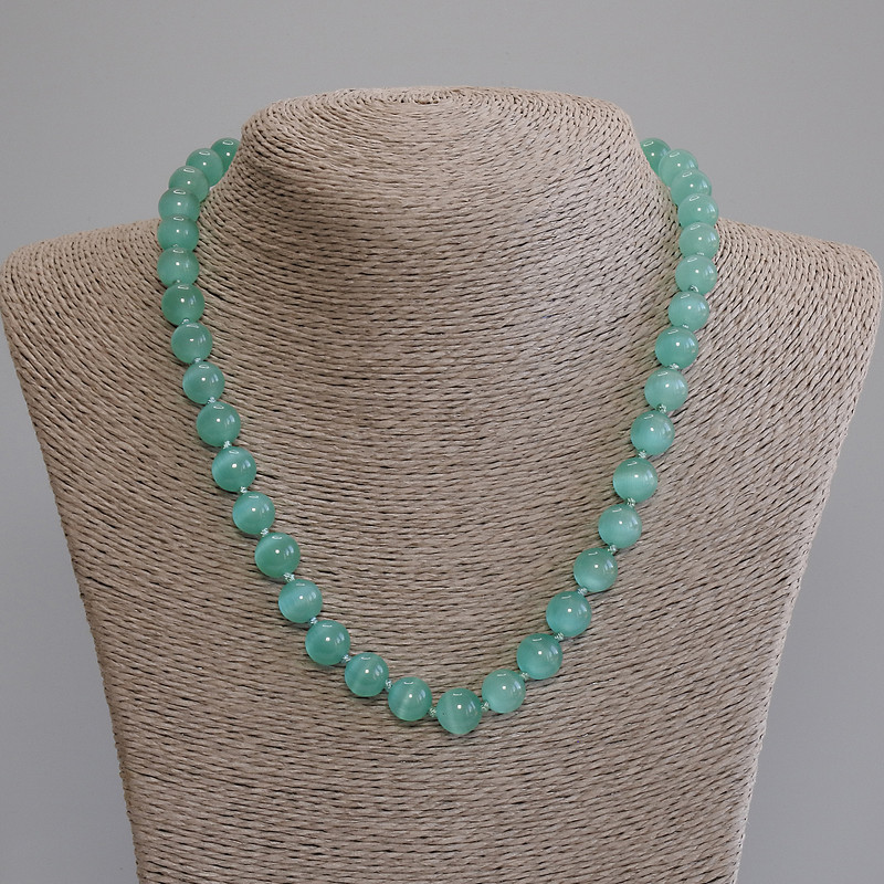 Cat's Eye Smooth Bead Necklace, diameter 9.5mm+-, length 50cm+- with clasp