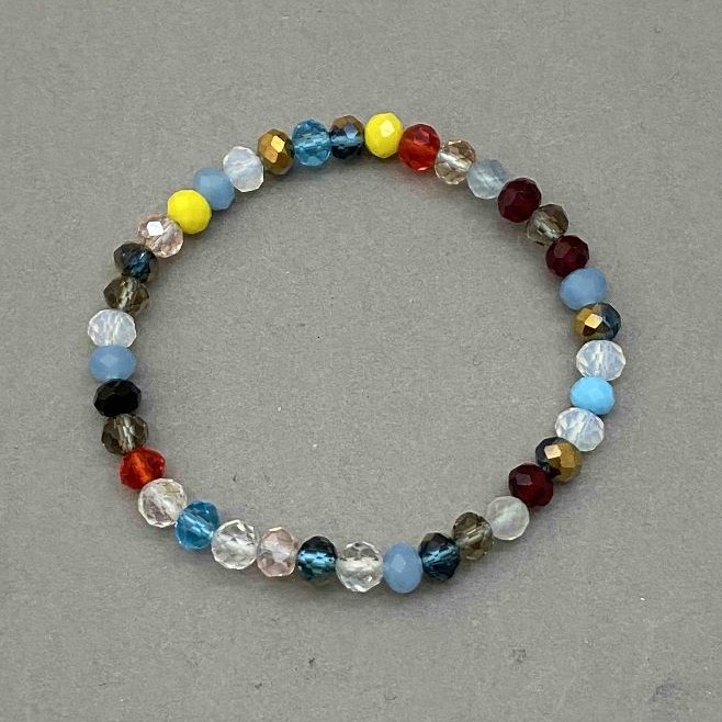 Czech Crystal Assorted Bracelet, Faceted Rondelle, Diameter 6x5mm+/-, Length 18cm+/- Stretch