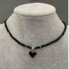 Tourmaline Choker, faceted cube 3mm+-, heart pendant 12mm+-, length 36mm+- extension chain +5cm