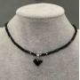 Tourmaline Choker, faceted cube 3mm+-, heart pendant 12mm+-, length 36mm+- extension chain +5cm