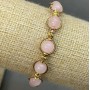 Rose Quartz Bracelet, smooth round beads 8.5mm+-, with metal inserts, length 18cm stretch