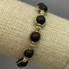 Shungite Bracelet, smooth round beads, diameter 8mm+- with metal inserts, length 18cm+- stretch