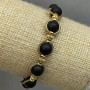 Shungite Bracelet, smooth round beads, diameter 8mm+- with metal inserts, length 18cm+- stretch
