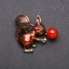 Squirrel with Carnelian Brooch, brown enamel, gold-tone metal, 35x40mm
