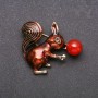 Squirrel with Carnelian Brooch, brown enamel, gold-tone metal, 35x40mm