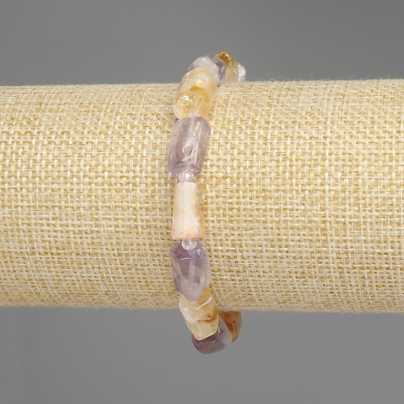 Ametrine Bracelet, chip-cut stones, diameter 10x6mm+-, seed beads 3mm+-, length 18cm+- stretch
