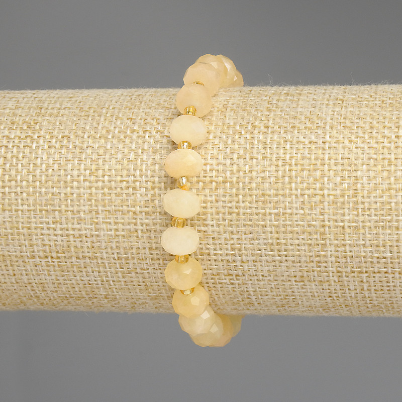 Citrine Bracelet, faceted rondelle, diameter 8x5.5mm+-, seed beads 3mm+-, length 18cm+- stretch