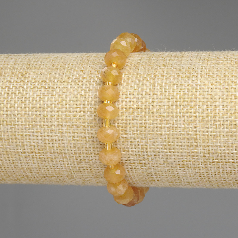 Citrine Bracelet, faceted rondelle, diameter 8x5.5mm+-, seed beads 3mm+-, length 18cm+- stretch