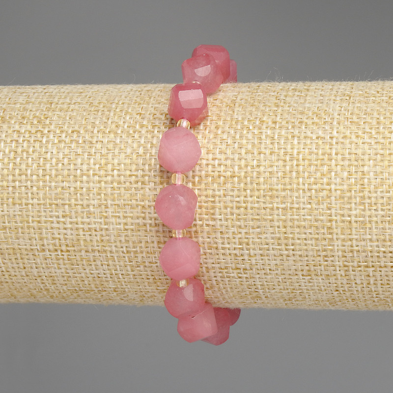 Tourmaline Bracelet, faceted rhombus, diameter 10x9mm+-, seed beads 3mm+-, length 18cm+- stretch
