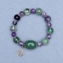Fluorite Bead Bracelet 10mm+- Amethyst Bead, diameter 8mm+- Jade Tumbled 20x15mm+-, length 18cm stretch
