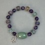 Fluorite Bead Bracelet 10mm+- Amethyst Bead, diameter 8mm+- Jade Tumbled 20x15mm+-, length 18cm stretch