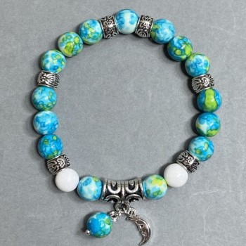 Agate Variscite (Imitation) Bead Bracelet, diameter 8.5mm+-, length 18cm+- stretch