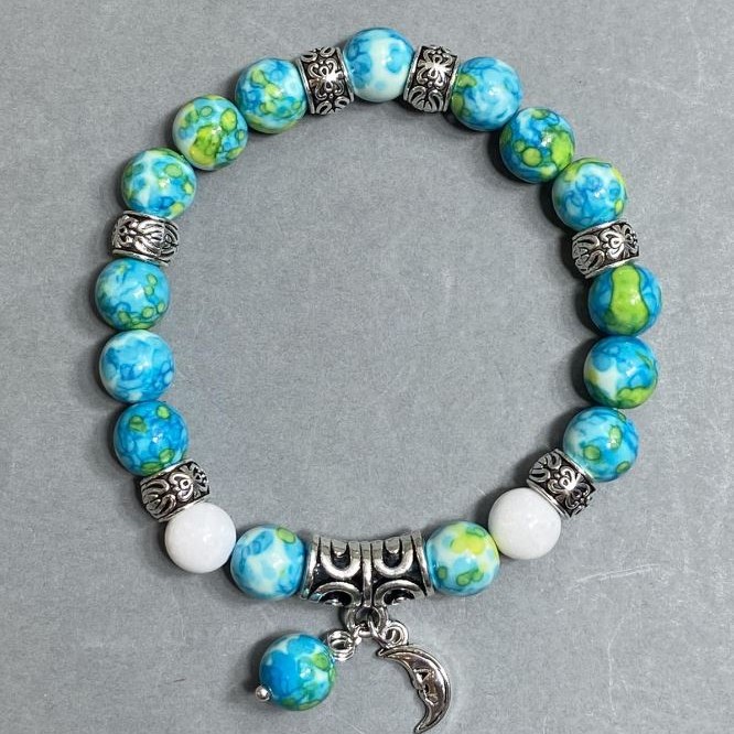 Agate Variscite (Imitation) Bead Bracelet, diameter 8.5mm+-, length 18cm+- stretch