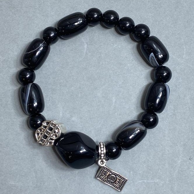 Agate Bead Bracelet, diameter 8mm+- barrel 14x10mm+-, length 18cm+- stretch