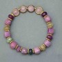 Rose Quartz Bead Bracelet 8.5mm+- Phosphosiderite Cube 9mm+- Tourmaline Rondelle 8x5mm+-, length 18cm stretch