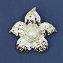 Flower Pearl Brooch Pendant, Silver-Tone Metal, 45mm+