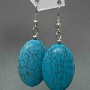 Drop Earrings with Oval Smooth Turquoise-Effect Cabochons, 21x55mm+