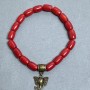 Coral Barrel Bracelet, 9.5x6.5mm+/- with Inset, Length 18mm+/- Stretch