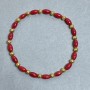 Coral Grain Bracelet, 8x4mm+/- with Metal Insets, Length 18mm+/- Stretch