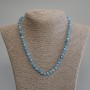 Faceted Cube Aquamarine Necklace, Diameter 5x5mm+/-, Length 50cm+/- with Clasp