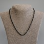Black Tourmaline Faceted Cube Necklace, Diameter 3.5x3.5mm+/-, Length 45cm+/- with Clasp