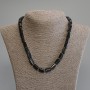 Black Tourmaline Chip Necklace, Diameter 10-13x7-8mm+/- with 3mm+/- Seed Beads, Length 45cm+/- with Clasp