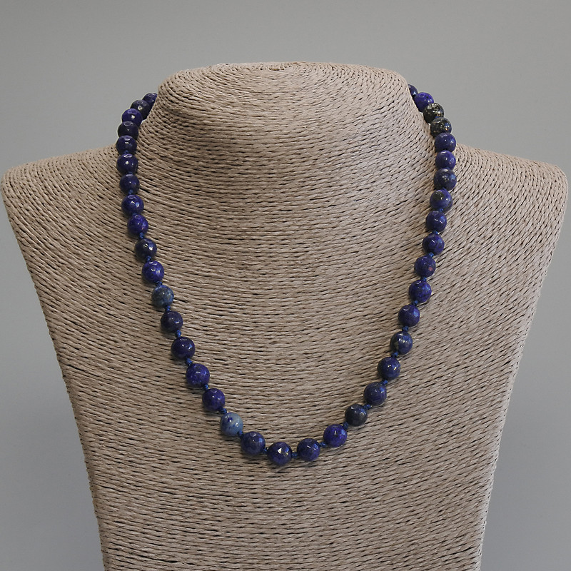 Lapis Lazuli Necklace, faceted bead, diameter 8mm+/-, length 50cm+/- with clasp