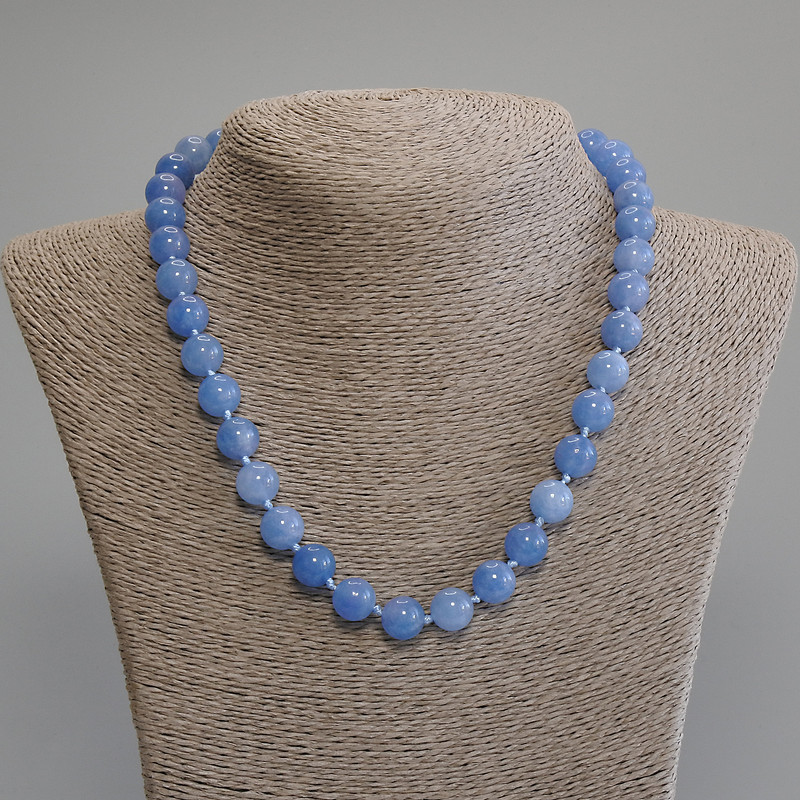 Aquamarine Necklace, smooth bead, diameter 10mm+/-, length 45cm+