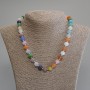 Multicolour Cat's Eye Necklace, smooth bead, diameter 10mm+/-, length 50cm +5cm extension chain
