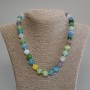Multicolour Cat's Eye Necklace, smooth round beads, diameter 11.5mm+-, length 50cm +5cm extension chain