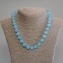 Cat's Eye Necklace, blue colour, smooth round beads, diameter 11mm+-, length 50cm with clasp