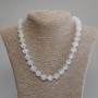 Grey Cat's Eye Necklace, smooth bead, diameter 12mm+/-, length 50cm +5cm extension chain