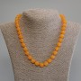 Orange Cat's Eye Necklace, smooth bead, diameter 9.5mm+/-, length 45cm +5cm extension chain