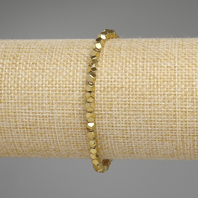 Hematite Bracelet Gold Colour, faceted beads, diameter 4x4mm+/-, length 18cm+/- stretch
