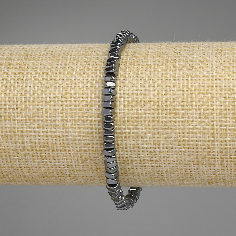 Hematite Bracelet, square rondelle 4x2mm+/-, length 18cm+/- stretch