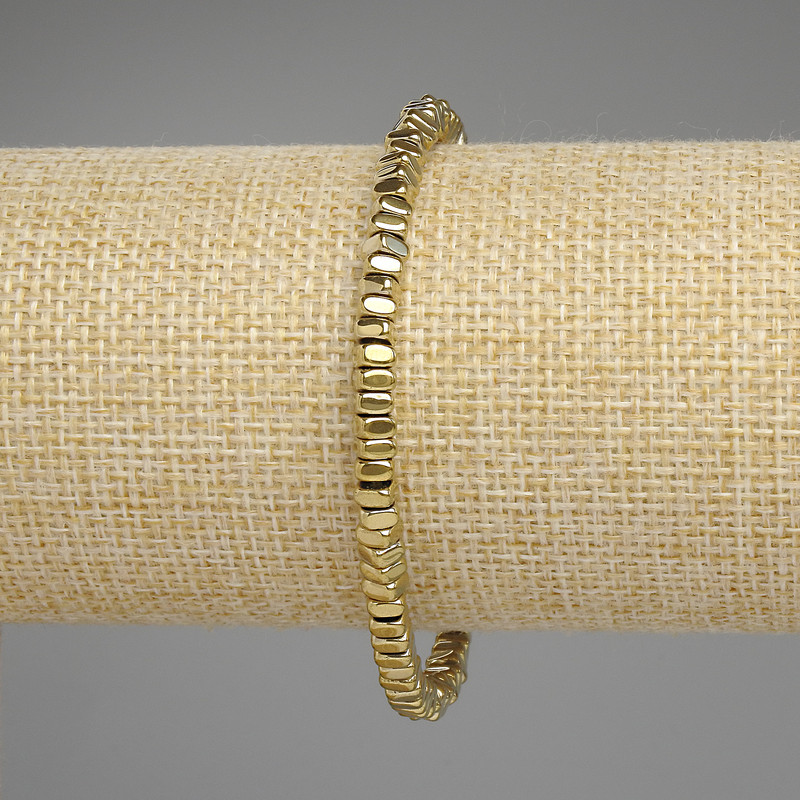 Hematite Bracelet Gold Colour, square rondelle 4x2mm+/-, length 18cm+/- stretch