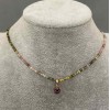 Tourmaline Necklace, Faceted Cube 2x2mm+/-, Pendant 14x6mm+/-, length 42cm + 5cm extension chain