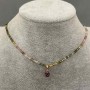 Tourmaline Necklace, Faceted Cube 2x2mm+/-, Pendant 14x6mm+/-, length 42cm + 5cm extension chain