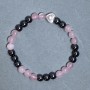 Rose Quartz and Hematite Bead Bracelet 6mm+- with Metal Insert, Length 18cm+- Stretch