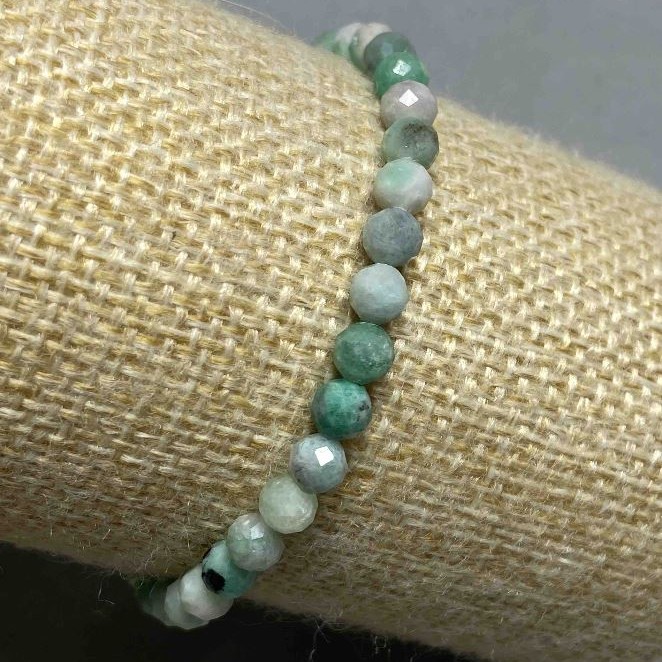 Emerald Faceted Bead Bracelet, Diameter 5mm+-, Length 18cm+- Stretch