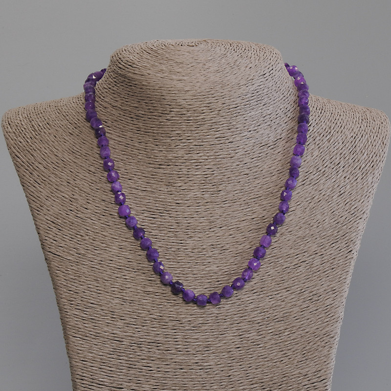 Sugilite Necklace, faceted cube beads, diameter 5x5mm+/-, length 45mm+/- with clasp