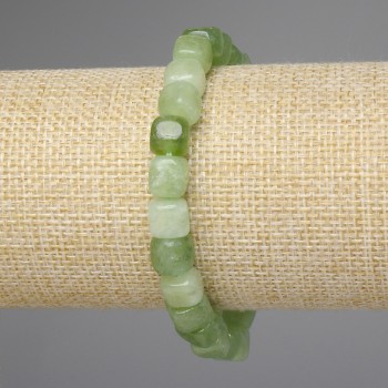 Chrysolite Olivine Bracelet, cube beads, diameter 8x8mm+-, length 18cm+- stretch