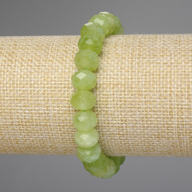 Chrysolite Olivine Bracelet, faceted rondelle, diameter 10x7mm+-, length 18cm+- stretch