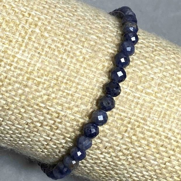 Sapphire Bracelet, faceted round beads, diameter 4.5mm+-, length 18cm+- stretch