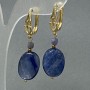 Earrings Kianite Oval 18x13mm+-Iolit Faceted Cube, diameter 4x4mm+-, length 43mm+-