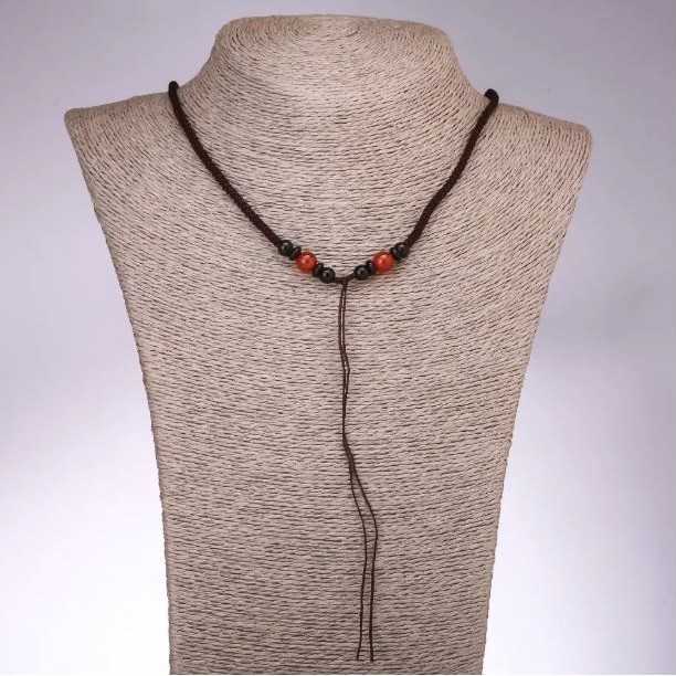 Jewellery Cord with Carnelian Bead, length 65cm