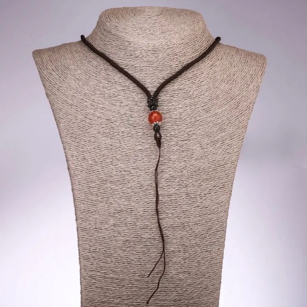 Jewellery Cord with Carnelian Bead, length 65cm