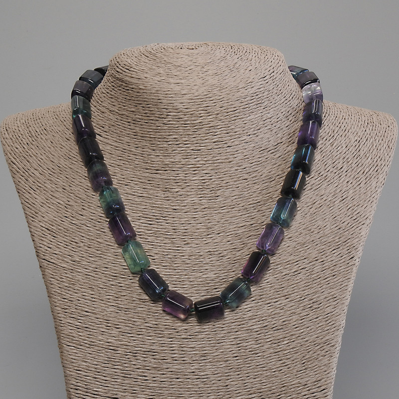 Fluorite Necklace, Triangular Beads, Diameter 14x10x10x10mm+-, Length 50cm+- with Clasp